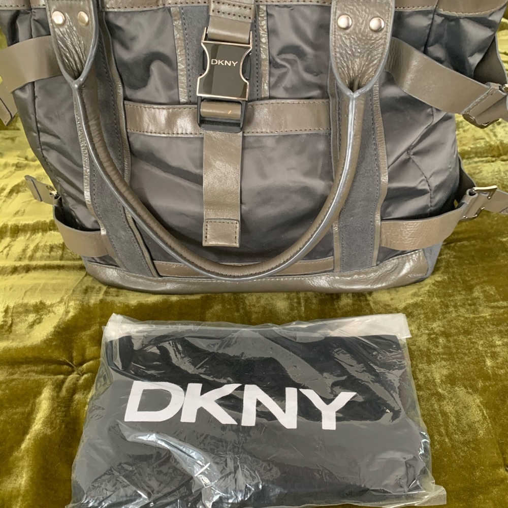DKNY tote - distressed grey leather and nylon
